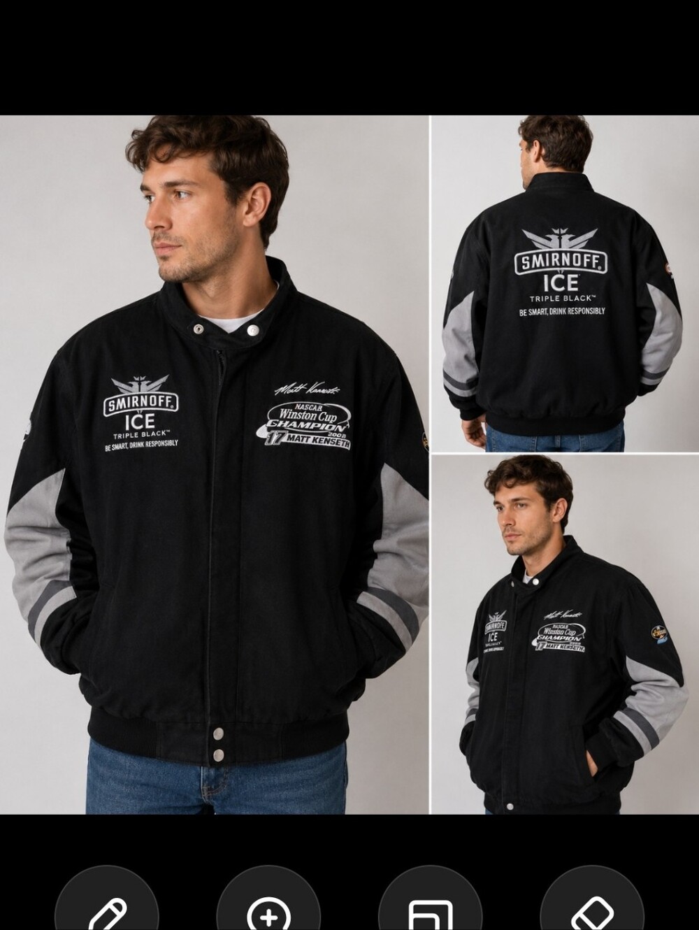 Kenseth 2003 Winston Cup Champion NASCAR Smirnoff Ice Black Racing Jacket XL